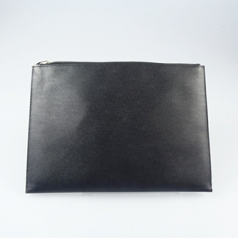 SAINT LAURENT Clutch Bag Grain Textured Leather Black - Picture 3 of 15